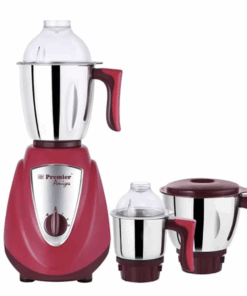 Premier Amiga Mixer Grinder with 3 Jars | 3 Stainless Steel Multipurpose Jars | Wet & Dry Grinding Stainless Steel Blade | ABS Body | 750W Powerful Motor | 5 Years Motor Warranty | Burgundy